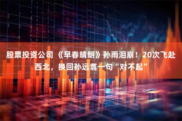 股票投资公司 《早春晴朗》孙雨泪崩！20次飞赴西北，换回孙远翥一句“对不起”